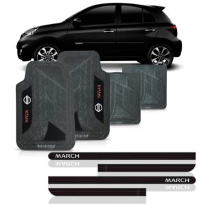 Kit Friso Lateral Nissan March Com Jogo Tapete Pvc