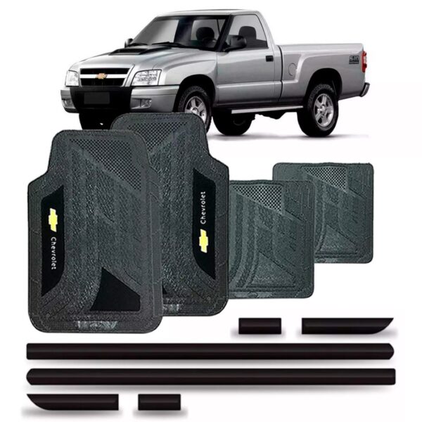 Friso Lateral S10 2001 A 2011 (cabine Simples) + Jogo Tapete Preto