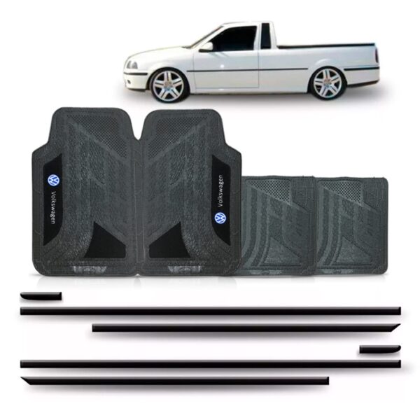 Friso Lateral Para Saveiro G3 2000 A 2004  + Jogo Tapete