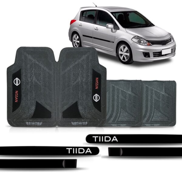 Friso Lateral Nissan Tiida Personalizado + Jogo Tapete Pvc