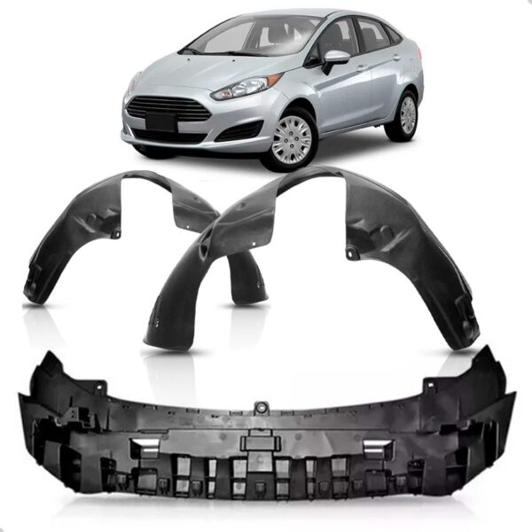 Kit Defletor Com Par Asa Urubu Dianteiro Fiesta 2013 A 2019