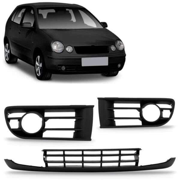 Saia Spoiler Parachoque Dianteiro Polo 03/2005 Com Moldura Preto