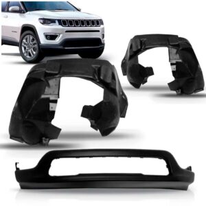Kit Spoiler Parachoque Jeep Compass 2017 18 + Par Parabarros Preto