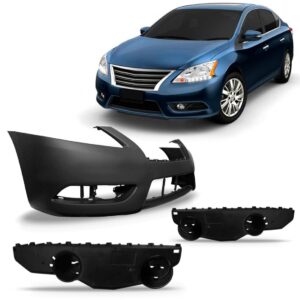 Parachoque Dianteiro Sentra 2014 2015 2016 Com Par Guias Preto