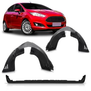 Kit Spoiler Parachoque Fiesta 2013 2014 Com Par Parabarros Preto