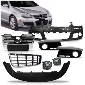 Kit Parachoque Dianateiro Jetta 2007 2008 2009 2010 Completo Preto