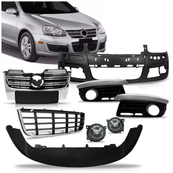 Kit Parachoque Dianateiro Jetta 2007 2008 2009 2010 Completo Preto