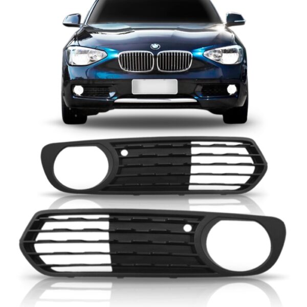 Par Tela Frontal Moldura Milha Bmw 116 118 120 2012 13 14 15 Preto