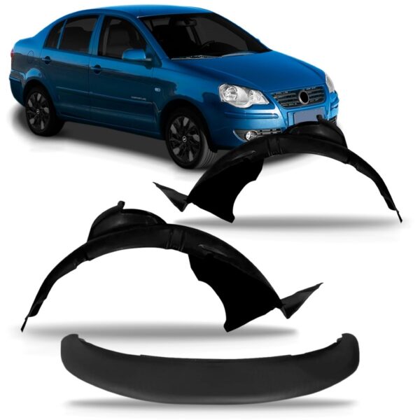 Kit Spoiler Parachoque Polo 2007 A 10 2011 Com Par Parabarro Preto