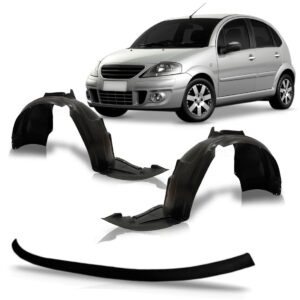 Kit Spoiler Parachoque Citroen C3 2003 A 2008 Par Parabarro Preto
