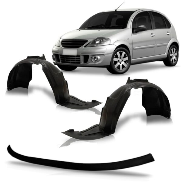 Kit Spoiler Parachoque Citroen C3 2003 A 2008 Par Parabarro Preto