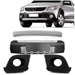 Grade Para Vw Gol G5 2010 A 2012 Rallye + Par Moldura Milha Preto