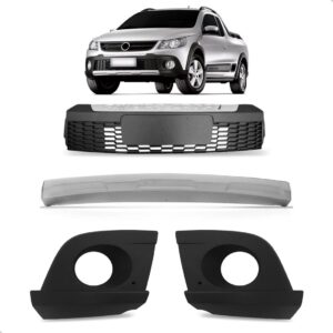 Kit Saveiro Cross G5 Grade Central + Par Molduras + Spoiler