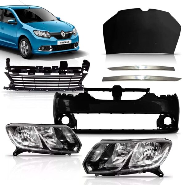 Kit Frente Renault Sandero 2015 2016 Preto K11393