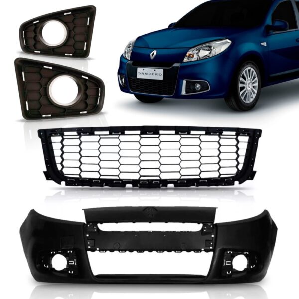 Parachoque Dianteiro Sandero 2011 A 2013 Com Grades Novo Preto