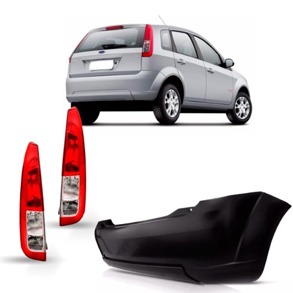 Parachoque Tras Fiesta Hatch 08 A 11 Primer + Par Lanternas