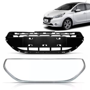Tela Frontal Peugeot 208 Active Allure + Friso Cromado Preto E Cromado