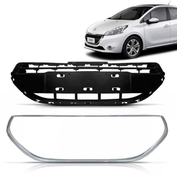 Tela Frontal Peugeot 208 Active Allure + Friso Cromado Preto E Cromado