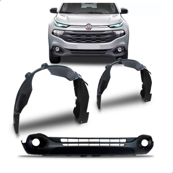 Kit Spoiler Parachoque + Par Asa Urubu Toro 2016 A 2021 Preto