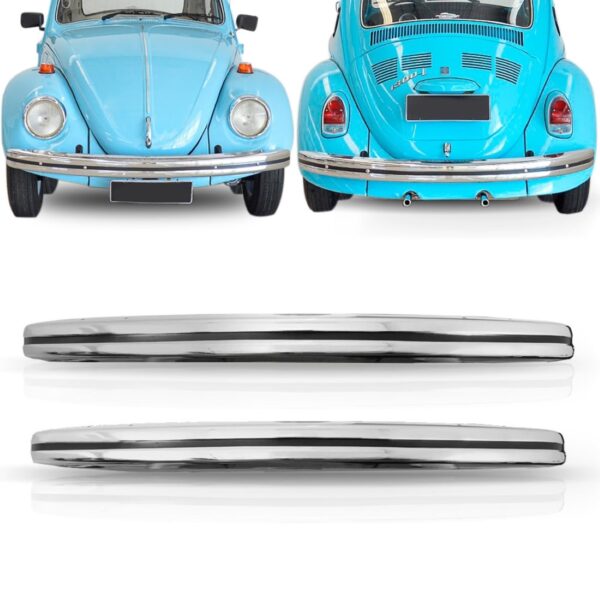 Kit Parachoque Dianteiro E Traseiro Fusca 77 Até 96  Cromado