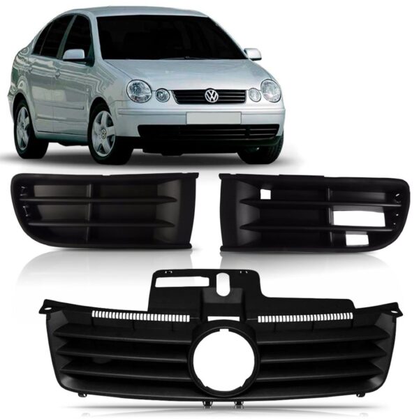 Kit Grade Polo 2003 A 2006 Superior + Par Molduras Fechada
