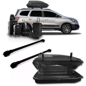 Travessa Rack Teto Slim Spin 12 A 18 + Caixa Bau 270l Preto