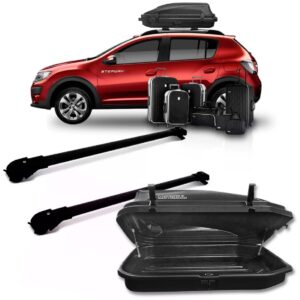 Travessa Rack Slim Sandero Stepway 07 A 17 + Caixa Bau 270l Preto