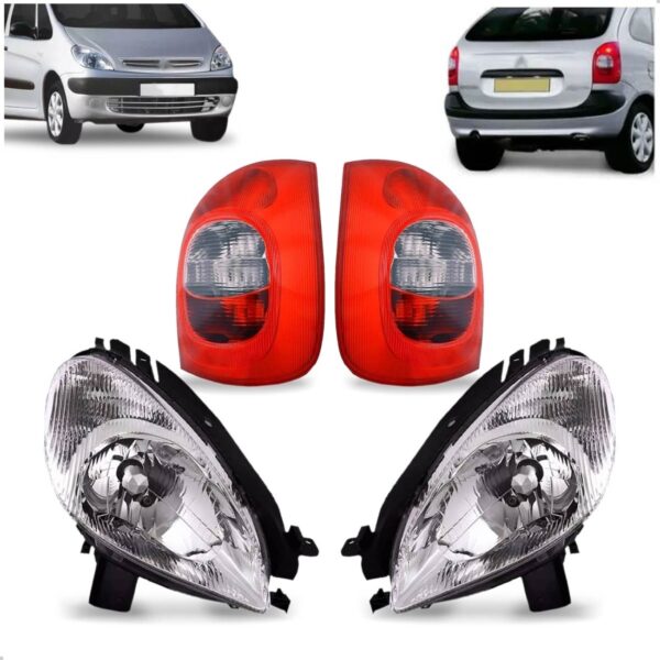 Kit Iluminação Para Citroen Picasso 99 A 04 Farol E Lanterna Vermelho
