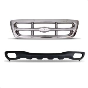 Kit Spoiler E Grade Cromada Para Pickup Ranger 1998 A 2004 Cromado