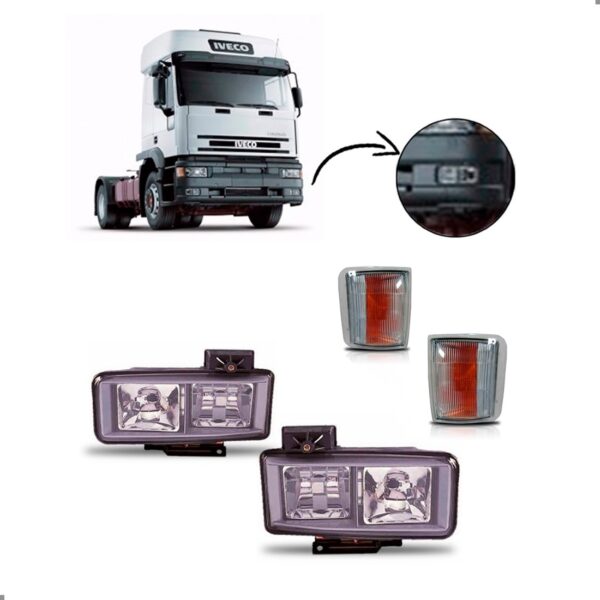 Farol Para Eurocargo 1998/02 Com Par De Sinaleiras Lanterna Ambos Lados