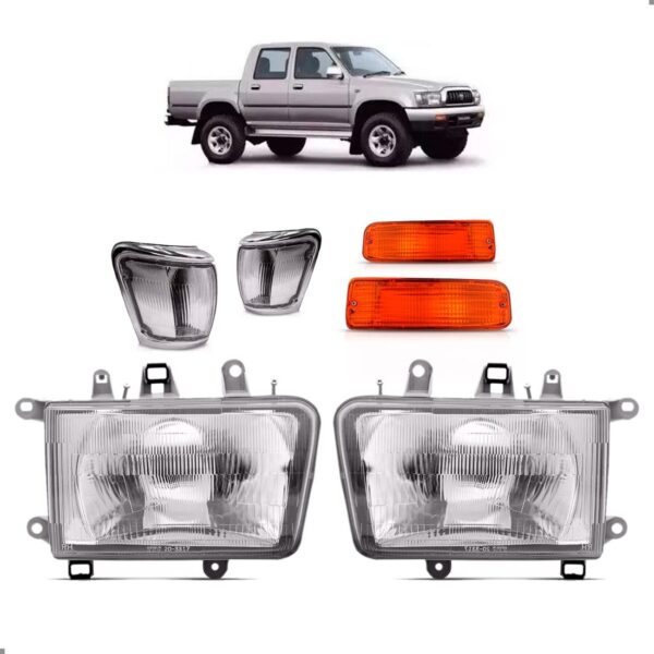 Kit Jogo Faróis E Piscas Para Hilux Sw4 1992 93 94 95 1996