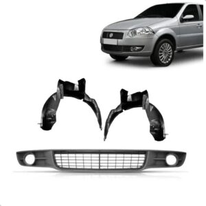 Kit Grade Inferior Siena 2008 A 2012 Cinza Com Par Parabarro Plástico