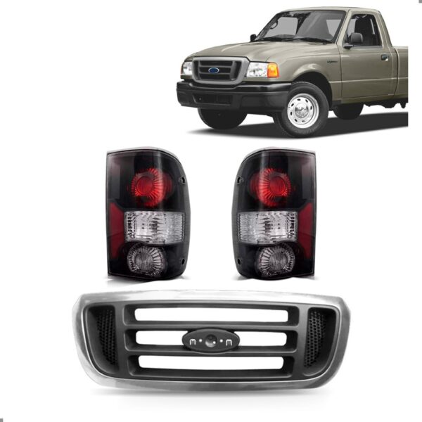 Kit Grade Cromada Para Ford Ranger 2005 A 2009 Laternas Fumê