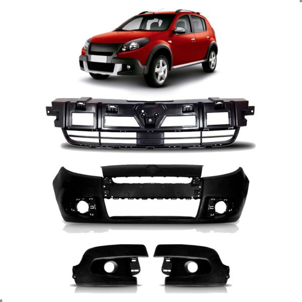 Parachoque Sandero 2012 2013 2014 Molduras Grade 1a Linha  Preto