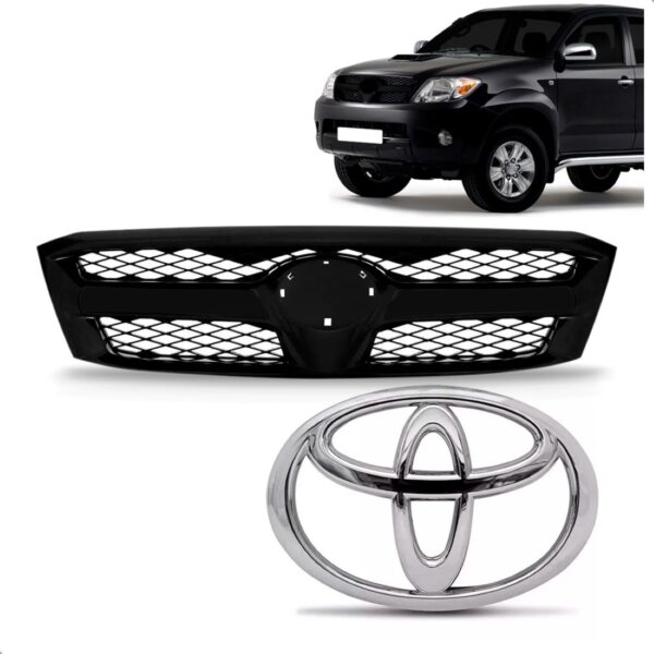 Tela Frontal Com Emblema Hilux 05 06 07 08 C/ Friso Cromado Fosco