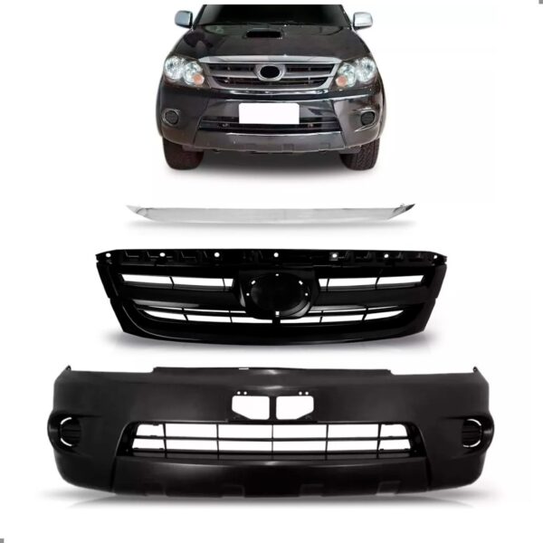 Kit Parachoque Sw4 2005 A 2011 Com Grade E Friso Cromado - Preto