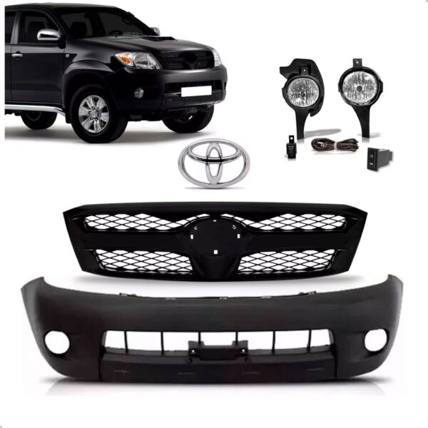 Kit Frente Para Hilux 2005 2006 2007 2008 Sem Furo Moldura Preto