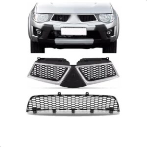 Kit Grades L200 Triton 2012 2013 Cinza Escuro Com Molduras Plástico