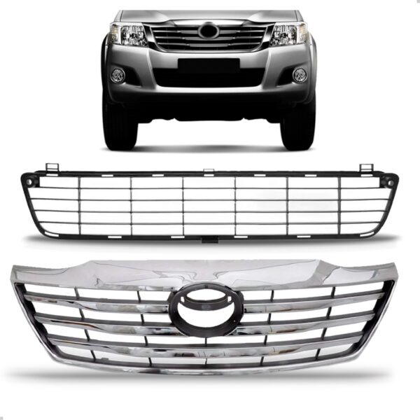 Tela Frontal Superior + Inferior Hilux Sw4 2012 13 14 2015 Preto Cromado