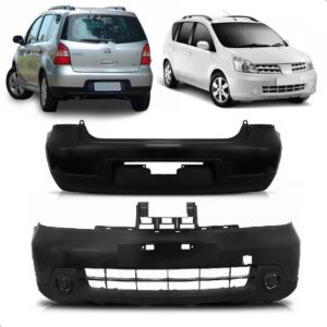 Par De Parachoque Livina 2009 A 2014 Dianteiro E Traseiro Preto
