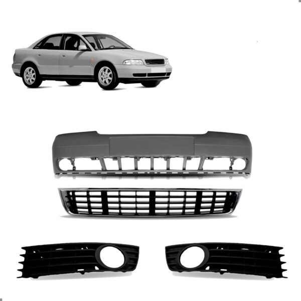 Kit Completo Parachoque Dianteiro Audi A4 2002 2003 2004 Preto