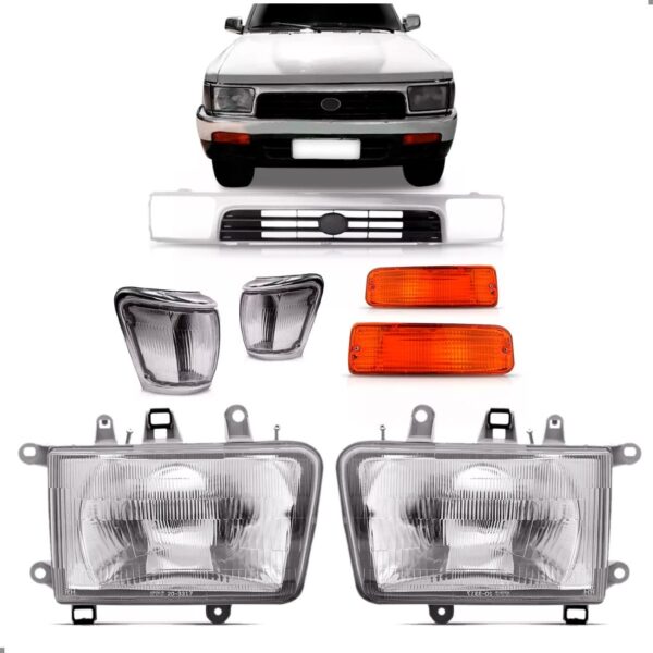 Kit  Frente Farois E Grade Para Hilux Sw4 1992 93 94 95 1996 Plástico