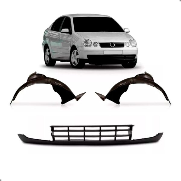 Kit Spoiler Polo 2003 2004 2005 2006 C/ Par Asa Urubu Preto
