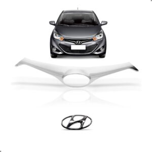 Tela Frontal Cromada Para Hyundai Hb20 2012 13 14 15 Cromado Preto