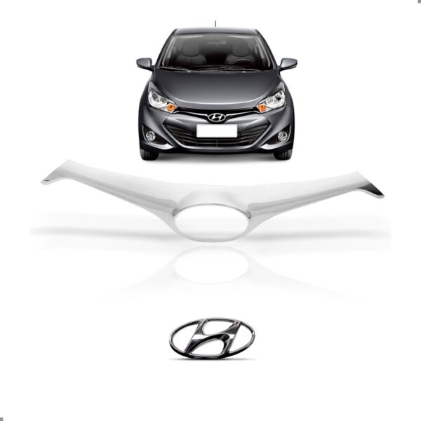 Tela Frontal Cromada Para Hyundai Hb20 2012 13 14 15 Cromado Preto