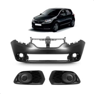 Parachoque Sandero 2015 A 2019 Com Par Molduras 1a Linha  Preto