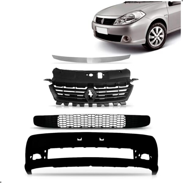 Kit Frente Parachoque Para Symbol 2009 2010 2011 2012 Á 2013 Preto