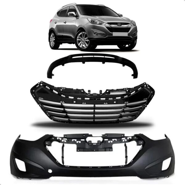 Kit Parachoque Com Spoiler E Grade Ix35 Ano 2010 A 2015 Preto