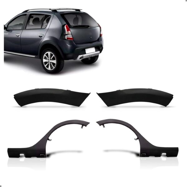 Kit Alargador Traseiro Para Sandero Stepway 2012 A 2014 - 04 Preto