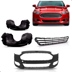 Kit Parachoque Para Ford Fusion 2013 A 2017 Com Grade Preto